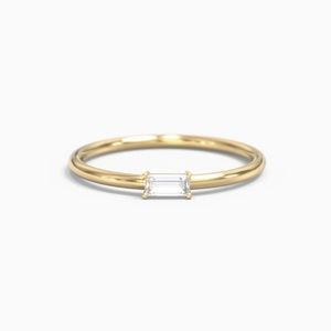 East-West Stackable Baguette Ring